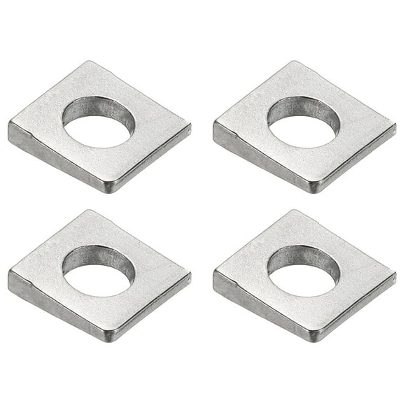 4pcs Beveled Square Washers, M10x22mm Square Beveled Washers Bearing Strut Plate Flat Pad Spacer 304 Stainless Steel for 10mm Bolts Wedge Shim Leveling Fastener Nut Bolt Gasket, Silver