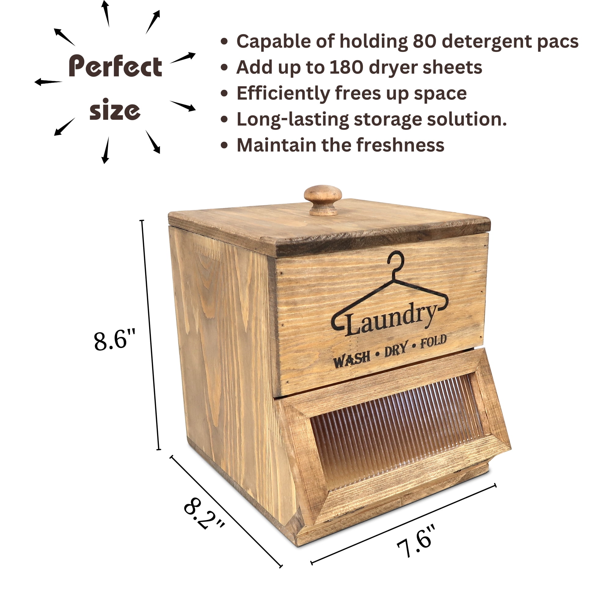 Bekitchen Farmhouse Laundry Pod Holder & Dryer Sheet Container, Laundry Room Organization and Storage, Brown
