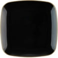 thumbnail image 1 of (50 PACK) EcoQuality 7.25" inch Disposable Square Black Plastic Plates with Gold Rim, China Like Party Plates, Heavy Duty Dessert Plate, Salads, Weddings, Baby Showers, Catering, Non Toxic, 1 of 3