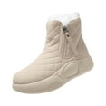 thumbnail image 1 of Bottes de Neige d'Hiver Doublées Chaudes Bottes Courtes Mode Bottes de Neige pour Randonnée Randonneur Hiver 35 Beige, 1 of 9