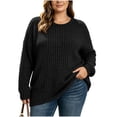 thumbnail image 2 of LEKWK Plus Size Tops for Women Long Sleeve Crewneck Oversized Tops Ribbed Knit Loose Fit Warm Cozy Lounge Fall Winter Outfits Black XXL, 2 of 9