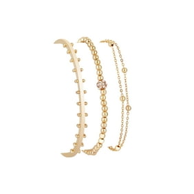 Kendall and Kylie Women's Gold-Tone Plated Alloy 3 Piece Beaded Bracelet Set