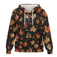 thumbnail image 4 of FOR U DESIGNS Thanksgiving Zipper Hooded Sweatshirt Womens Long Cardigan Oversized Hoodies Size M Long Sleeve Maple Leaf Hoodie for Women Down-Shoulder Collar Sportswear, 4 of 7