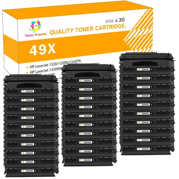 Toner H-Party Q5949X 49X 49x toner Compatible Toner Cartridge for HP LaserJet 1320 1320N 1320TN 1320NW 3390 3392 Printer (Black,30 Pack,7000 Pages)