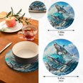thumbnail image 3 of Three Sharks with Waves Pot Holders Set Trivets Hot Pads Cotton Mats for Cooking, 3 of 7