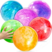 2Pcs 8.7 Inch Inflatable Playground Ball, Marbleized Giant Rubber Kickball, Large Bouncy Ball for Kids Adults, Beach Dodgeball for Pool Sports Activities, with Pump