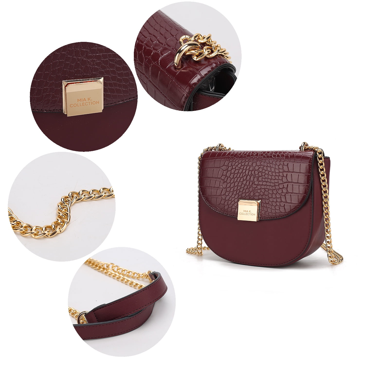 MKF Collection Brooklyn Women's Shoulder Bag, Crocodile Embossed Vegan Leather by Mia K. - Pink