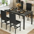 thumbnail image 4 of Baxluxe 5-Peice Dining Table Set, Faux Marble Dining Room Table and Chairs Set, Rectangle Kitchen Table Set with Durable Metal Frame and Upholstered Chairs, for Dining Room, Kitchen, Black, 4 of 12