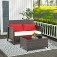thumbnail image 1 of Gymax 2PCS Patio PE Wicker Rattan Loveseat Sofa Set w/ Coffee Table & Cushions, 1 of 10