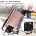 thumbnail image 4 of ELEHOLD Wallet Case for iPhone 14 Pro Max, PU Leather Flip Case with Crossbody & Wrist Strap,Full Protection Case with Card Slots & Kickstand,Rosegold, 4 of 7