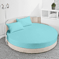 thumbnail image 4 of EASYCOT 800TC Egyptian Cotton Round Bed Sheet Set 12" Deep Pocket Aqua Blue, 76" Diameter, 4 of 6