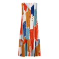 thumbnail image 2 of Vestido de Impresión Fallow de las Mujeres, sin Mangas Botón de Cuello en V Vestido Casual Delantero para la Primavera Y el Verano, Falda de Moda Elástica, Mezcla de Poliéster, 2 of 6