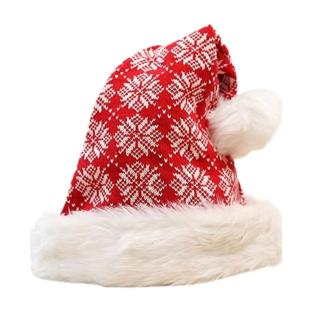 Gorro navideño de punto, divertido gorro navideño para decoración festiva de Año Nuevo. Copos de nieve rojos