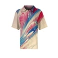 thumbnail image 4 of Womens Polo Shirts Summer Waffle Vintage Texture Gradient Print Golf Polos Short Sleeve Button Down Collar Dressy Casual Blouse Pink XXL, 4 of 5