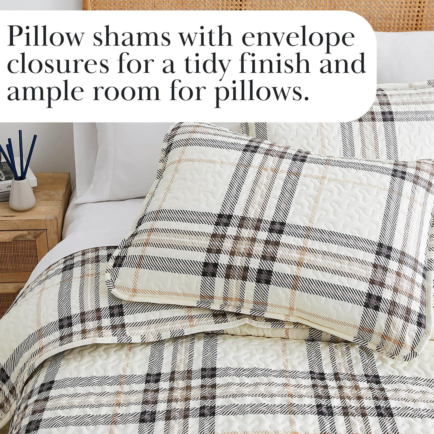 Southshore Fine Living, Inc. Twin Quilt Bedding Set, Lightweight Twin XL Quilts, Tofu Cream Plaid