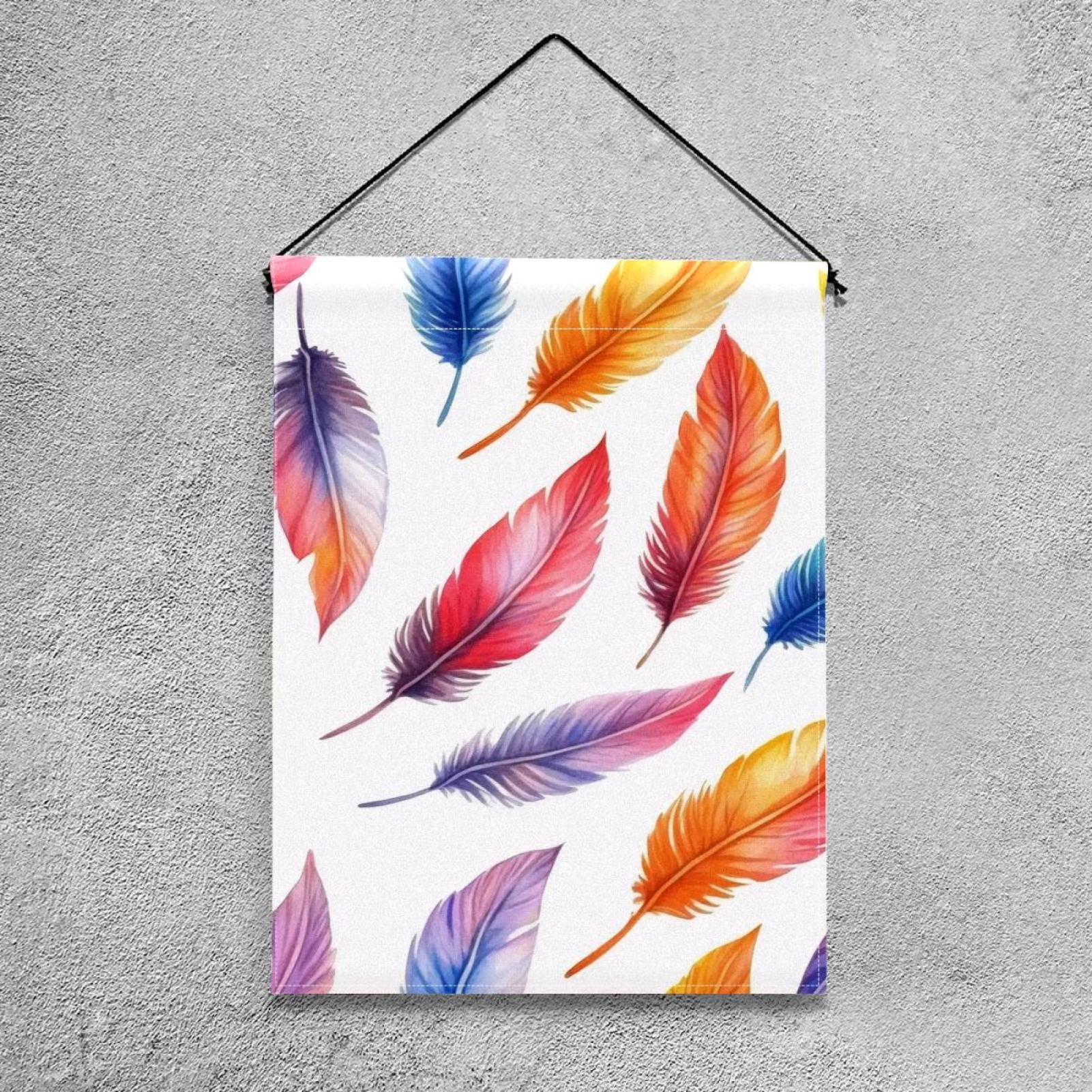 Colorful Feathers Seamless Pattern Double Sided Garden Flag Decorative Weather Resistant Yard Flag, Large DIY Vertical Flag for Farmhouse Patio Lawn, 28x40 Inch