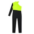 thumbnail image 5 of iiniim Kids Girls Gymnastics Leotard One Shoulder Figure Skating Jumpsuit Romper Footless Unitard Fluorescent Yellow 10, 5 of 7