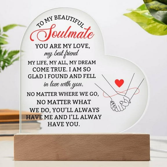 To My Soulmate Personalized Heart Acrylic Photo Plaque Romantic Message Gift for Girlfriend Wife Unique Valentineâs Day Anniversary Gift HG