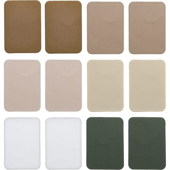 Johnson & Smith Iron On Patches - 12-Piece Iron On Patch for Clothing, Pants Repair - Adhesive Fabric Patches In Rectangle Shapes - Easy To Use, No Sewing Needed - Cool Rectangle Patches – Khaki