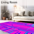thumbnail image 2 of ODIKA 4'x6' Machine Washable Non-Slip Area Rug, Glitch Art Console with Distorted Stripes High Traffic Rug with Pad, Pink, 595212, 2 of 8