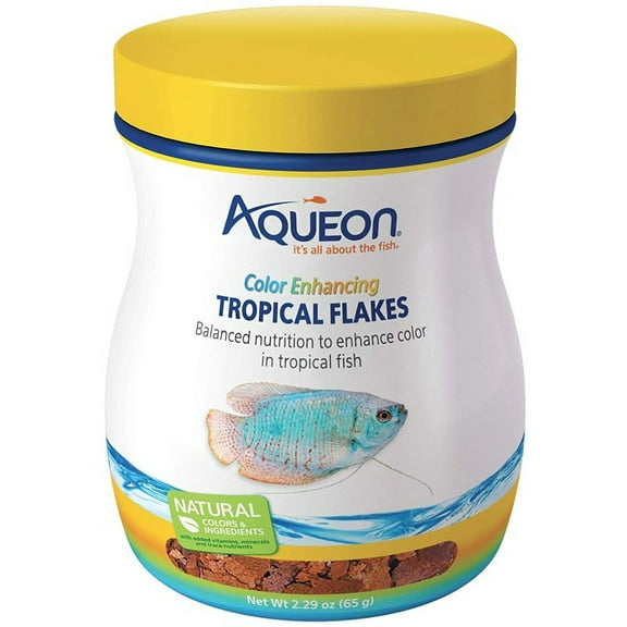 Aqueon Color Enhancing Tropical Flakes Fish Food [Aquarium Tropical Fish Food, Aquarium Color Enhancing Food, Aquarium Supplies] 6.87 oz (3 x 2.29 oz)