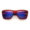 thumbnail image 2 of Xloop Mens Rectangle Sport Classic Wrap Horned Plastic Sunglasses Red - Blue Mirror, 2 of 8