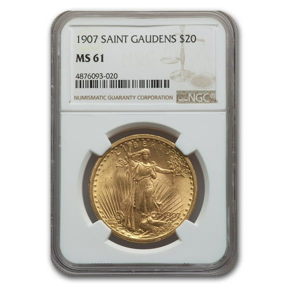 1907 $20 St Gaudens Gold Double Eagle MS-61 NGC