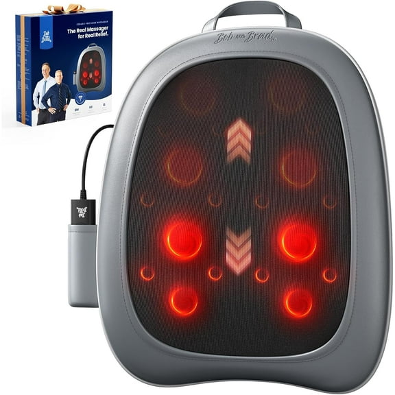 Bob and Brad EZBack Pro Shiatsu Back Massager with Heat Remote, Corded Electric Deep Tissue Massager with Up & Down Rolling Motion for Pain Relief Office Home, 5-Speed Intensity Portable, Idea Gift