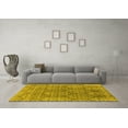 thumbnail image 3 of Ahgly Company Machine Washable Indoor Round Oriental Yellow Industrial Area Rugs, 5' Round, 3 of 4