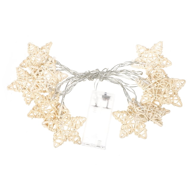 Guirnalda de luces LED de ratán con forma de estrella, alimentada por batería, para fiestas de cumpleaños
