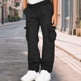 thumbnail image 2 of Ccpelsie Boy's Wide Leg Sweatpants Boy Fleece Open Bottom Straight Trousers Baggy Lounge Running Athletic Joggers Pants with Pockets(A01-Black,14-15 Years), 2 of 6