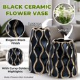 thumbnail image 3 of Accent Collection Black Ceramic Vase, 10" Large and 8" Small Flower Vase Tabletop Centerpiece, 3 of 5