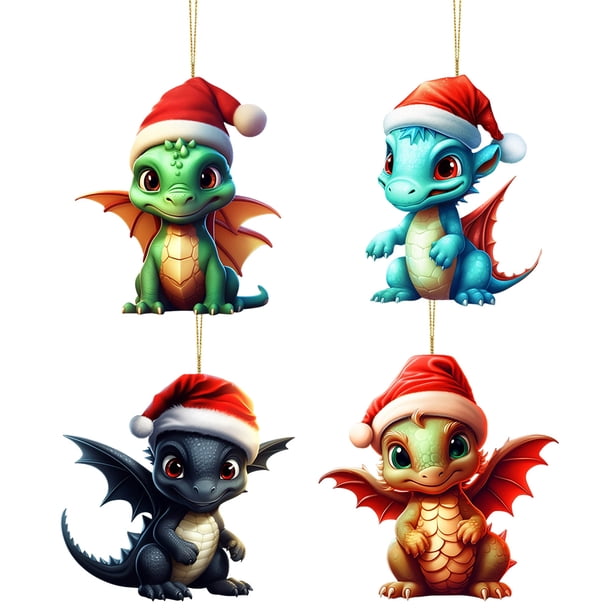 4 Piezas Adornos Colgantes Dinosaurio Acrílico para Adornos Navidad Coche para (#3)