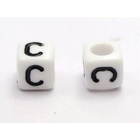 U8MO 500 White with Black Acrylic Alphabet Letter "A-Z" Acrylic Cube Pony Beads 6X6mm-C
