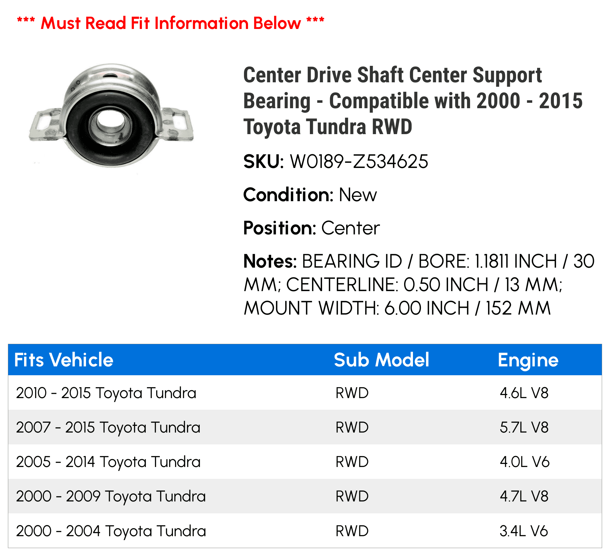 Drive Shaft Center Support Bearing - Compatible With 2007 - 2017 Toyota Tundra Rwd 2008 2009 2010 2011 2012 2013 2014 2015 2016 2f9c58d6 2488 42b2 A81b 3fa001d3badf.b609badd38c98228a8217cff3d3cc71c