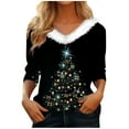 thumbnail image 2 of Lroveb Christmas Shirts for Women Holiday Tops Long Sleeve Faux V Neck T Shirt Xmas Tree Snowflakes Graphic Top Loose Blouse Graphic T Shirts, 2 of 5