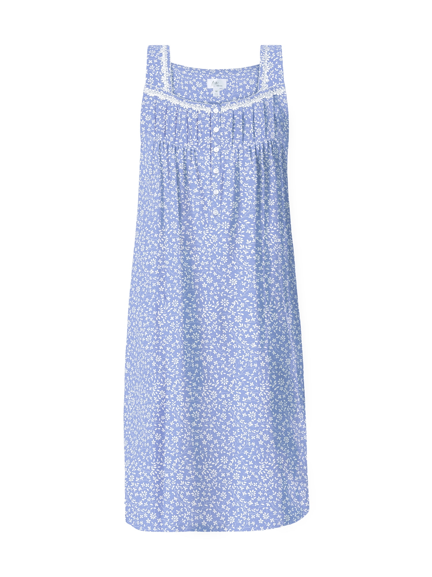 Aria Women's 100% Cotton Sleeveless 40" Nightgown, Sizes XS-5X