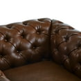 thumbnail image 5 of Bentar Chesterfield Swivel Club Chair with Button-Tufted Faux Leather, Nailhead Trim, Scrolled Arms, 360° Rotation, Dark Brown, 5 of 8