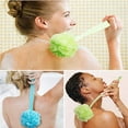 thumbnail image 5 of Shower Sponge Back Scrubber - Men & Women Long Handled Exfoliating Bath & Shower Body Brush - Handheld Luffa Pouf on a Stick for Body, Face Washing - Blue, 5 of 7