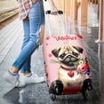 thumbnail image 3 of Happy Valentine's Day Pug holding flowers Travel Luggage Cover Dog Lover Gifts Suitcase Dust Protective Decor - 3005, 3 of 5