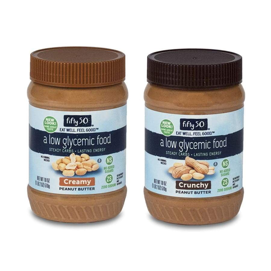 Fifty50 Foods Low Glycemic Peanut Butter 2Flavor Variety Pack