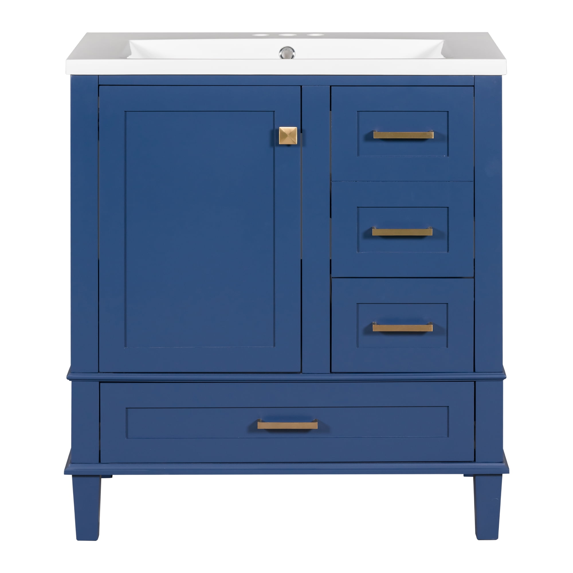 Harper & Bright Designs 30" Blue Bathroom Vanity Cabinet with Sink Combo Set, Bathroom Storage Cabinet with a Soft Closing Door and 3 Drawers, Solid Wood Frame