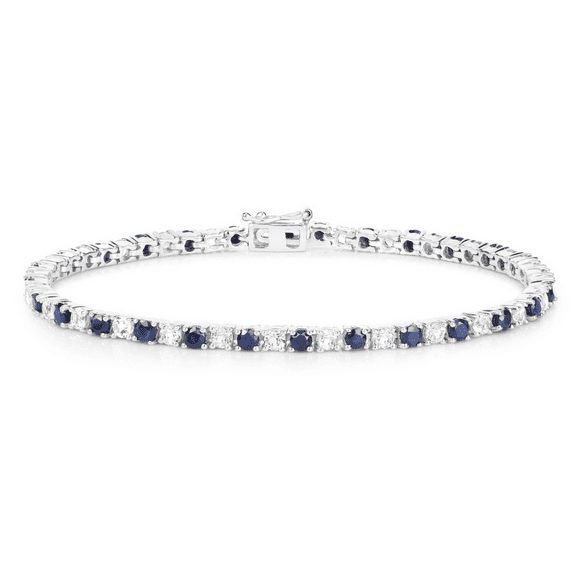 Blue Sapphire and White Topaz Tennis Bracelet