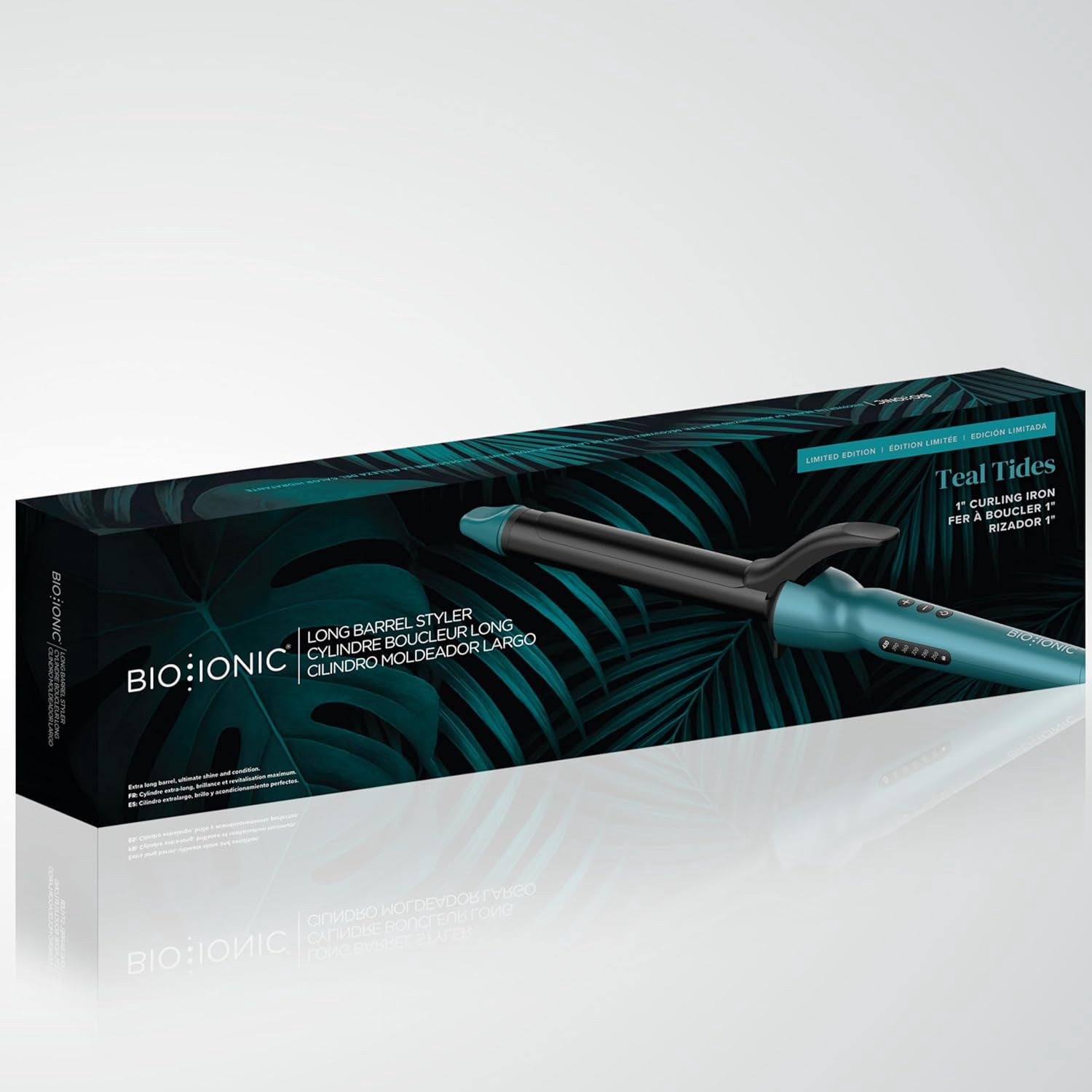 Bio Ionic Teal Tides Long Barrel Curling Iron, 1 Inch, Adjustable Heat, Limited Edition