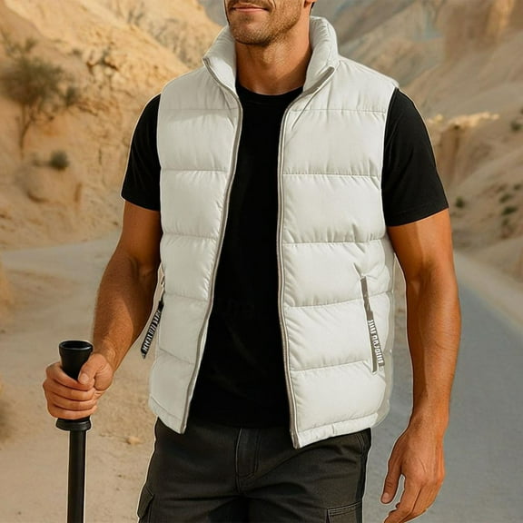 Donemore Men's Sleeveless Vest Solid Color Multiple Zipper Pockets Outdoor Jacket Coat Casual Windbreaker for Spring Summer