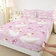 thumbnail image 4 of Feelyou Dreamy White Swan Twin Sheet Sets for Kids, Kawaii Princess Bowknot Twin Fitted Sheet, Cartoon Animal Flat Sheet, Super Cozy Room Decor, 3 Pieces, 4 of 8