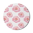 thumbnail image 1 of Watercolor Mouse Pad for Computers, Artwork of Repetitive Flower Silhouettes Paint Blots, Round Non-Slip Thick Rubber Modern Gaming Mousepad, 8" Round, Pink Coral, by Ambesonne, 1 of 2