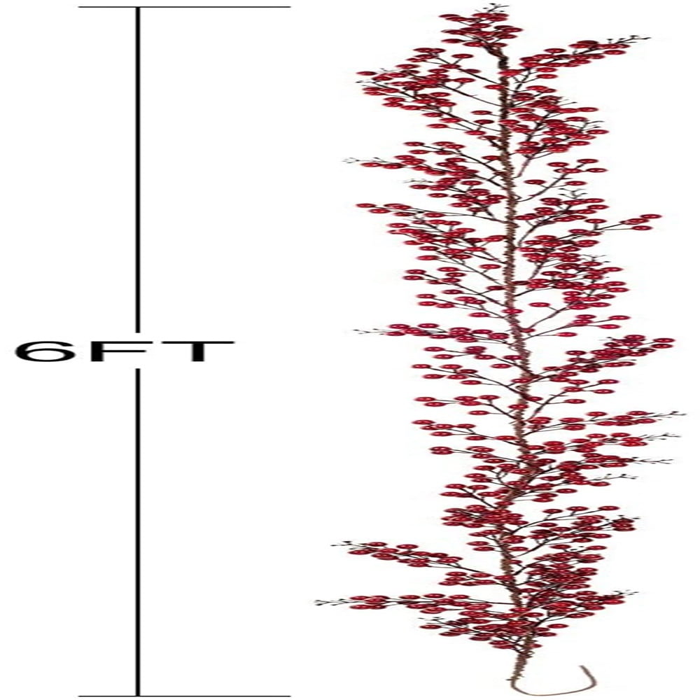 Kepooman 6ft Red Berry Garland Decoration with Red and Black Berry Picks Bendable Stem, Red & Black Kepooman 6ft Red Berry Garland Decoration with Red and Black Berry Picks Bendable Stem, Red & Black