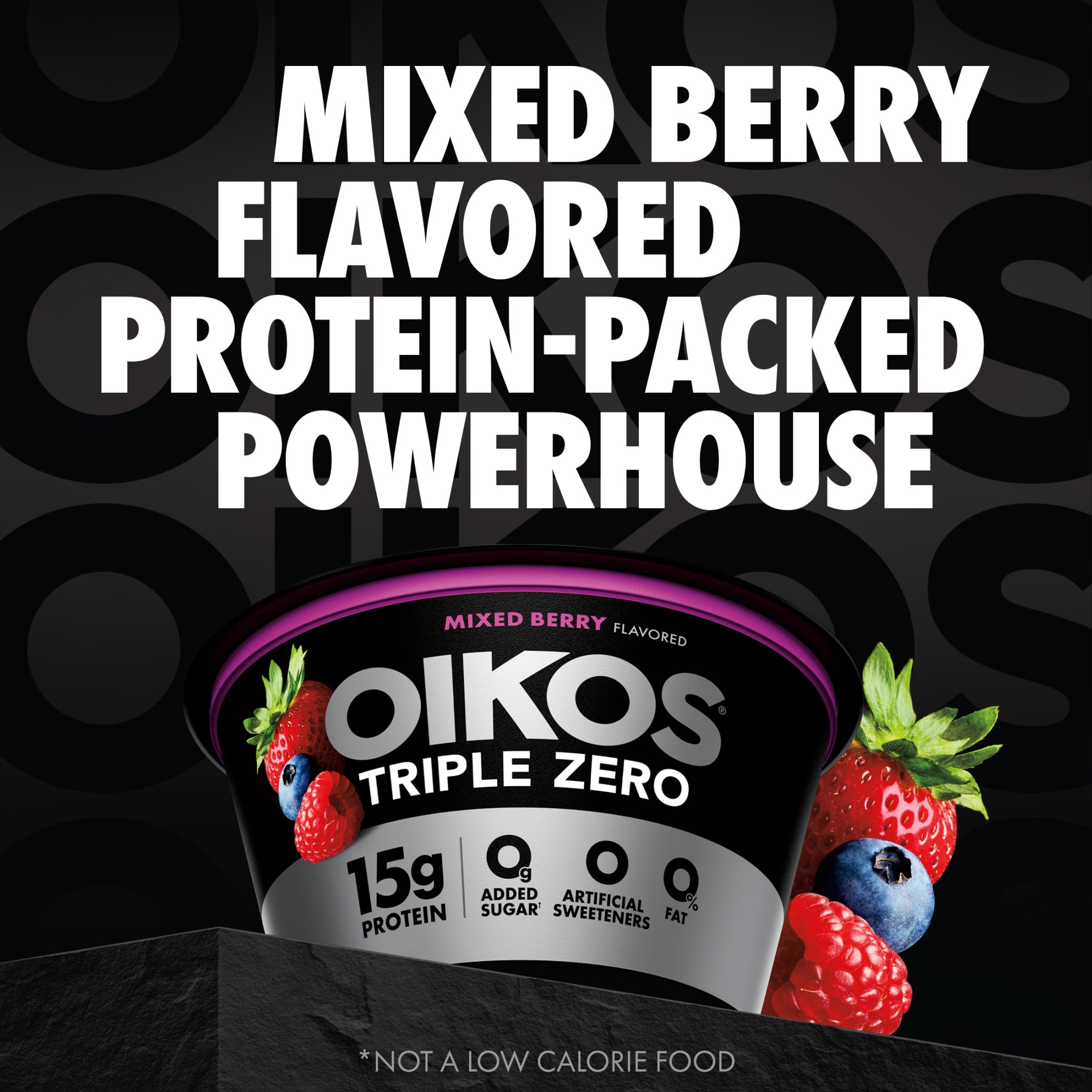 Oikos Triple Zero 15g Protein, 0g Added Sugar, Fat Free Mixed Berry Greek Yogurt Cups, 5.3 oz, 4 Count