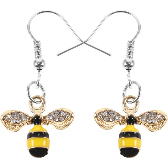 UPOUART 1Pair Stylish Rhinestone Bee Earrings Alloy Drop Ear Jewelry for Daily and Festival Use